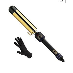 HOT TOOLS Pro Signature Flipperless Gold Curling Wand, 1-1/2", Black/Gold